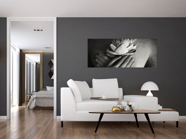 Tablou - Lotus în mâinile lui Buddha (120x50 cm)