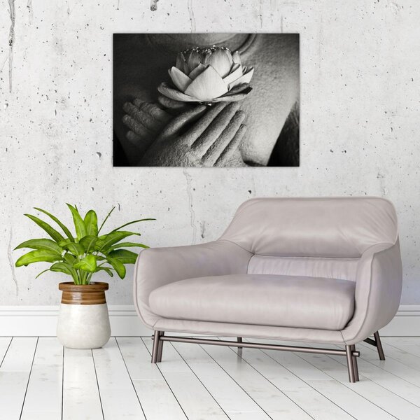 Tablou - Lotus în mâinile lui Buddha (70x50 cm)
