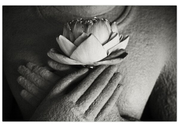 Tablou - Lotus în mâinile lui Buddha (90x60 cm)
