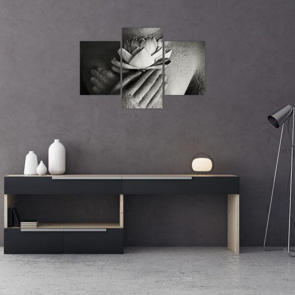 Tablou - Lotus în mâinile lui Buddha (90x60 cm)