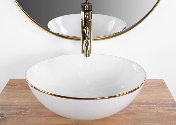 Lavoar pentru blat Rea Stella White gold edge