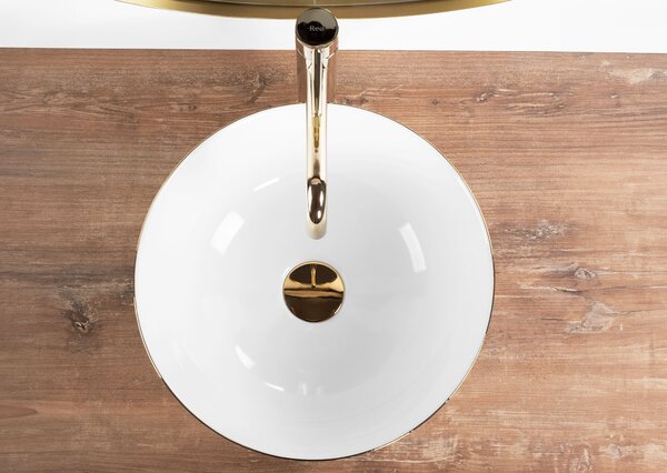 Lavoar pentru blat Rea Stella White gold edge