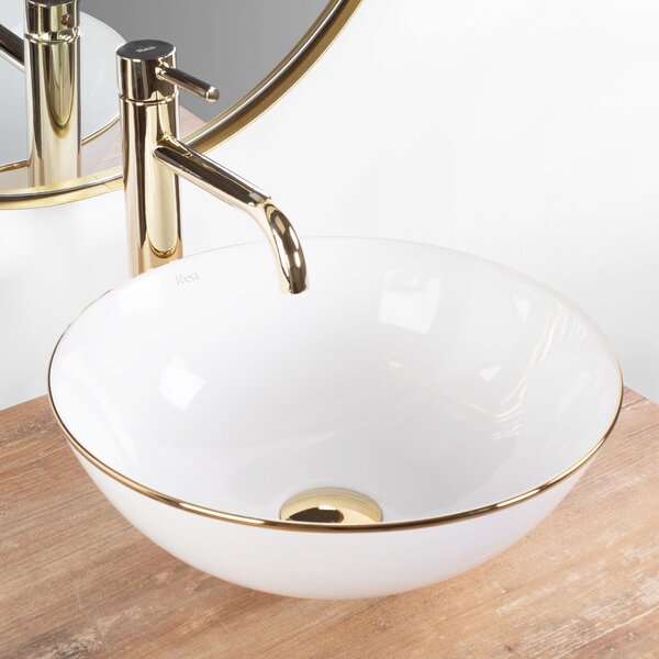Lavoar pentru blat Rea Stella White gold edge