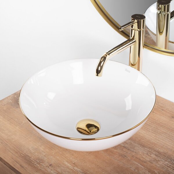 Lavoar pentru blat Rea Stella White gold edge