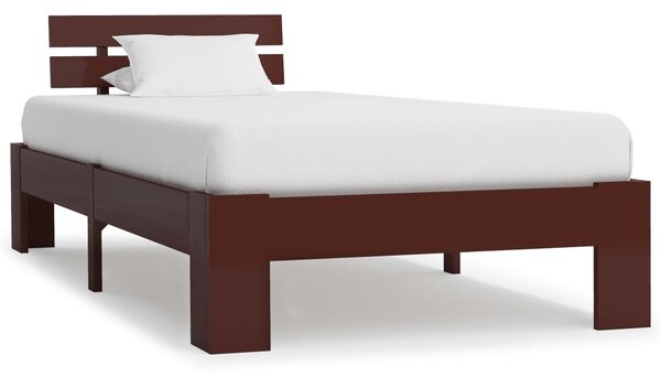 Cadru de pat, maro închis, 90 x 200 cm, lemn masiv de pin