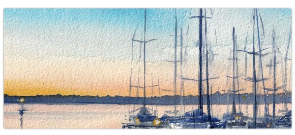 Tablou - Plimbare cu barca, aquarel (120x50 cm)