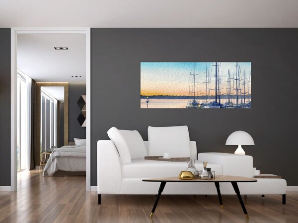 Tablou - Plimbare cu barca, aquarel (120x50 cm)