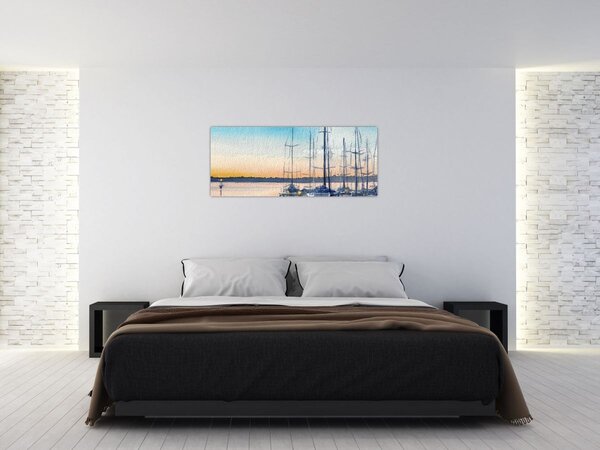 Tablou - Plimbare cu barca, aquarel (120x50 cm)