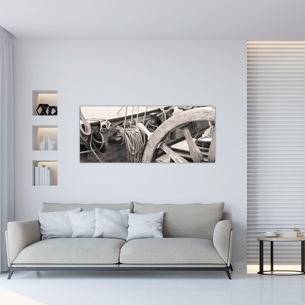Tablou - Cârma de barcă cu vele (120x50 cm)