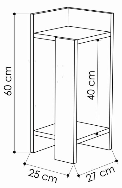 Noptiera Elos Stejar 25x60x27 cm
