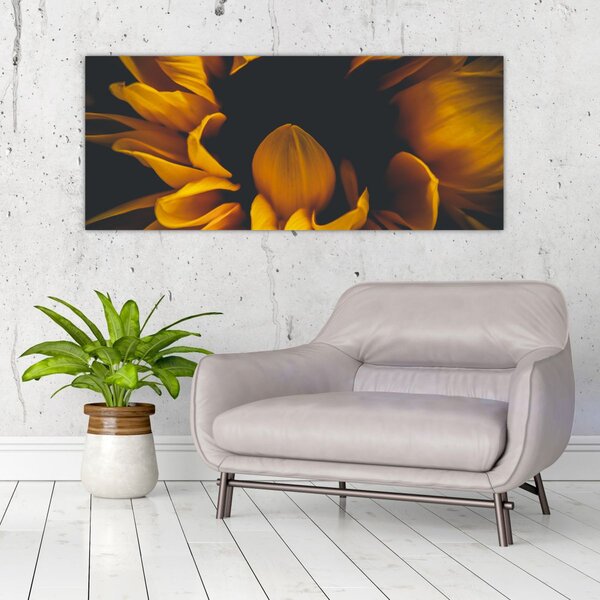 Tablou - Floarea-soarelui în fundal negru (120x50 cm)