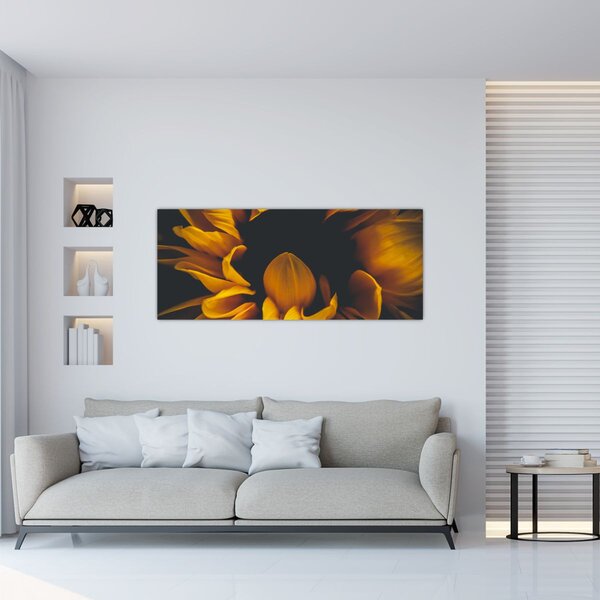 Tablou - Floarea-soarelui în fundal negru (120x50 cm)