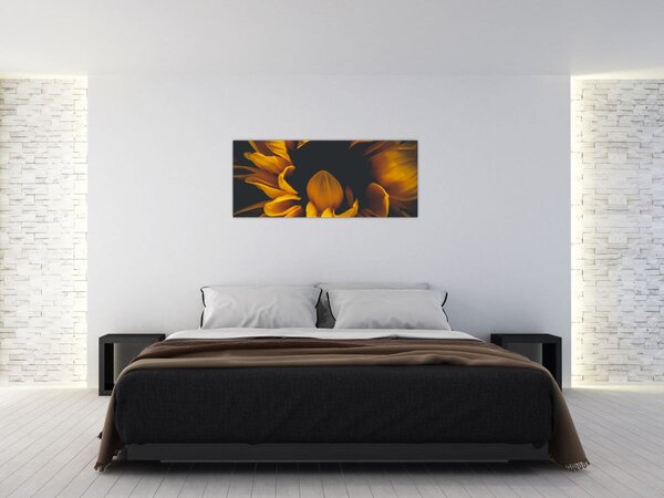 Tablou - Floarea-soarelui în fundal negru (120x50 cm)