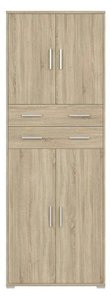 Dulap OFFICE LINE, stejar sonoma, PAL, cu 4 usi si 2 sertare, 79x35x22