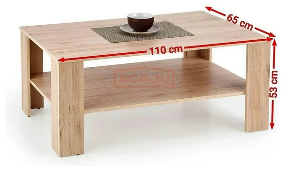 Masuta cafea KWADRO, stejar wotan, 110x65x53 cm
