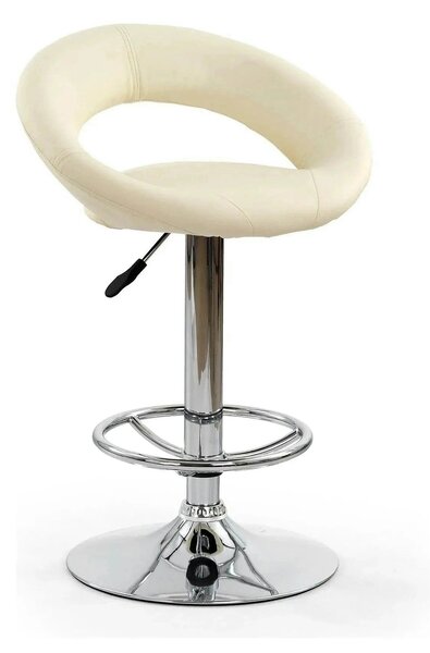 Scaun bar H15, crem/crom, piele ecologica/metal, 54x46x80/102 cm