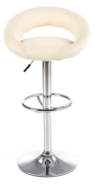 Scaun bar H15, crem/crom, piele ecologica/metal, 54x46x80/102 cm