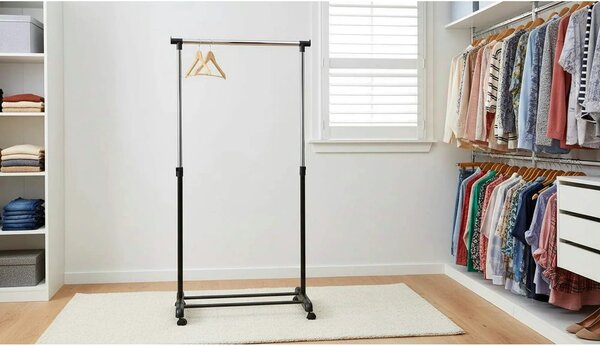 Stander haine WU8, negru/crom, otel/plastic, 88x44x94/170 cm