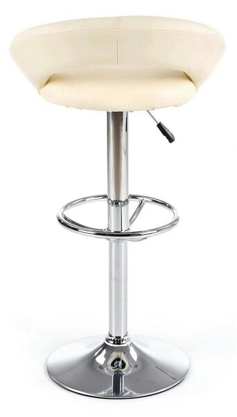 Scaun bar H15, crem/crom, piele ecologica/metal, 54x46x80/102 cm