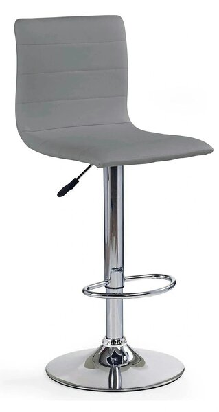 Scaun bar H21, gri/crom, piele ecologica/otel, 40x42x93/115 cm
