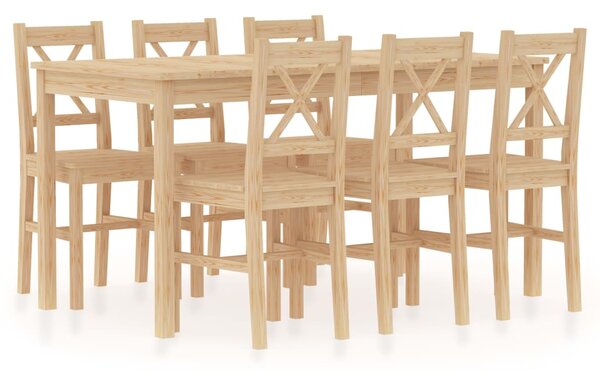 Set mobilier de bucătărie, 7 piese, lemn de pin