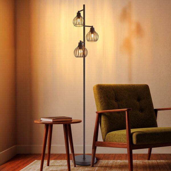 Globo Lampadar Mateo, culoare ruginiu, metal, 161 cm, cu 3 becuri, E27, Maro / Rugină, Camera de zi / sufragerie, Metal