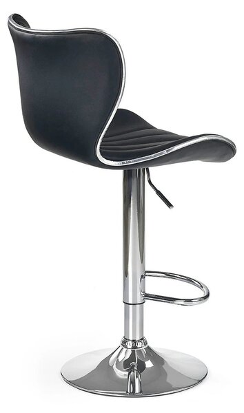 Scaun bar H69, negru/crom, piele ecologica/otel, 48x55x91/111 cm