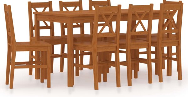 Set mobilier de bucătărie, 9 piese, maro miere, lemn de pin