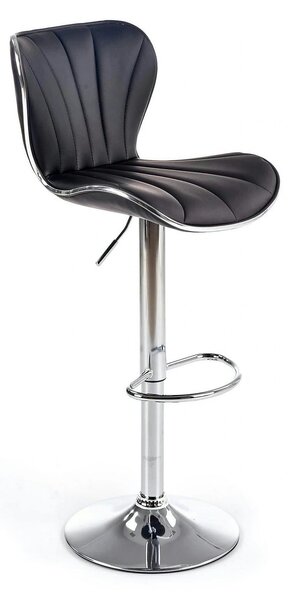 Scaun bar H69, negru/crom, piele ecologica/otel, 48x55x91/111 cm