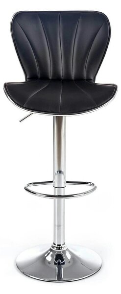 Scaun bar H69, negru/crom, piele ecologica/otel, 48x55x91/111 cm