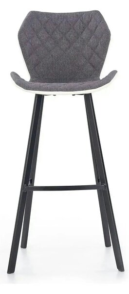 Scaun bar H83, gri/negru, stofa/piele ecologica/metal, 50x48x101 cm
