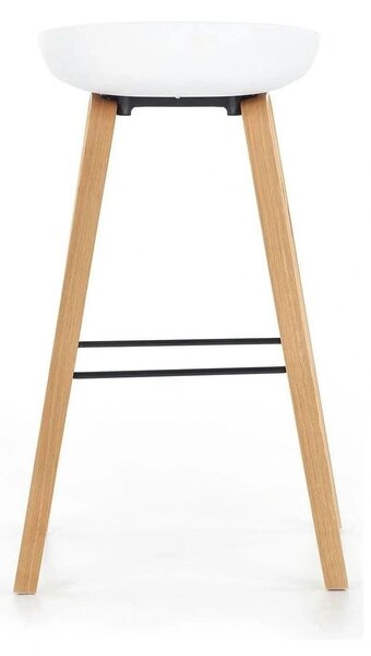 Scaun bar H86, gri/alb/stejar sonoma, stofa/plastic/lemn, 43x42x81 cm