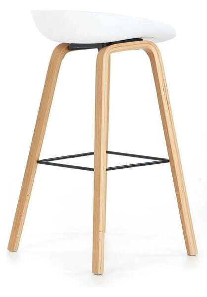 Scaun bar H86, gri/alb/stejar sonoma, stofa/plastic/lemn, 43x42x81 cm
