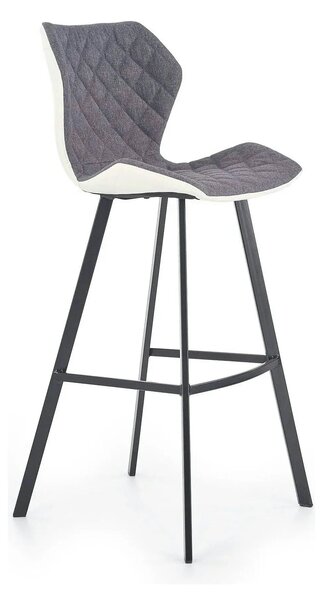 Scaun bar H83, gri/negru, stofa/piele ecologica/metal, 50x48x101 cm