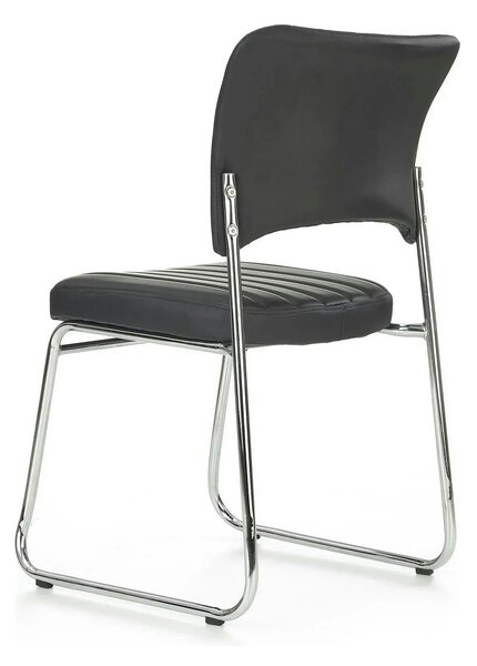 Scaun tapitat Rapid Black, negru/crom, metal/piele ecologica, 48X58X83
