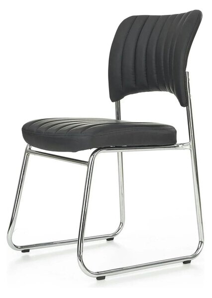 Scaun tapitat Rapid Black, negru/crom, metal/piele ecologica, 48X58X83