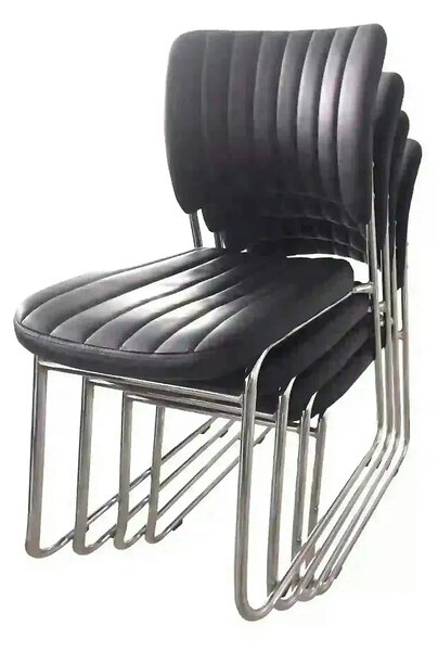 Scaun tapitat Rapid Black, negru/crom, metal/piele ecologica, 48X58X83