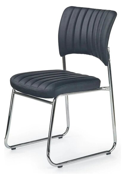 Scaun tapitat Rapid Black, negru/crom, metal/piele ecologica, 48X58X83