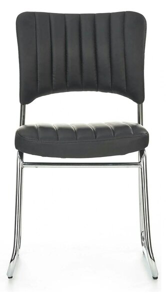 Scaun tapitat Rapid Black, negru/crom, metal/piele ecologica, 48X58X83