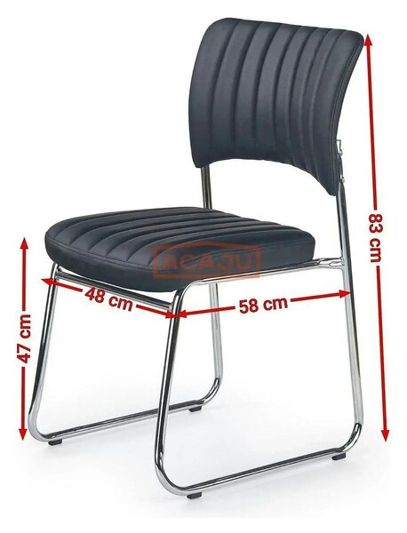 Scaun tapitat Rapid Black, negru/crom, metal/piele ecologica, 48X58X83