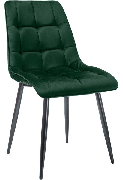 Scaun CHIC, verde/negru, stofa catifelata/metal, 50x43x88 cm