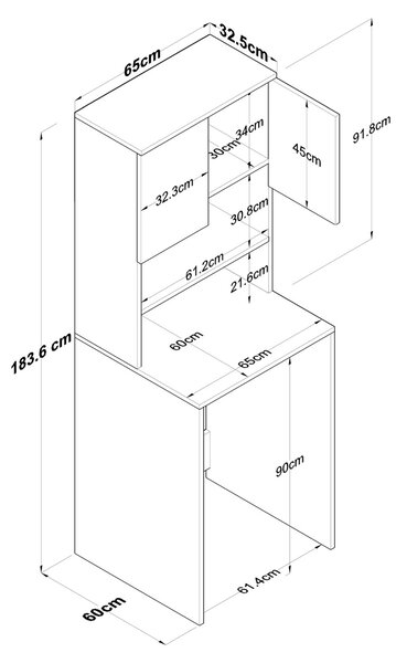 Dulap mașină de spălat KD101 Nuc 65x183.6x60 cm
