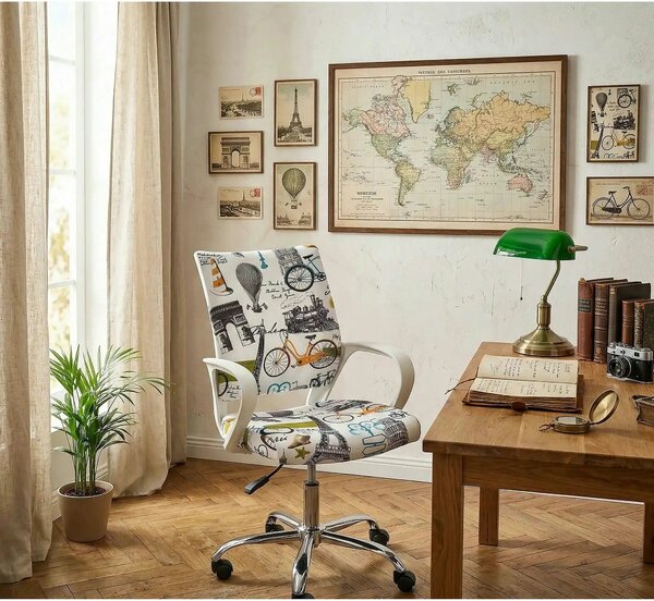 Scaun de birou IBIS PARIS, multicolor, stofa, 53x59x88/100 cm