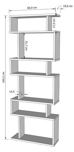 Bibliotecă Bates Alb 60x19.6x160 cm