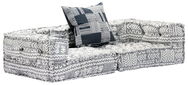 Canapea puf modulară cu 2 locuri, gri deschis, material textil