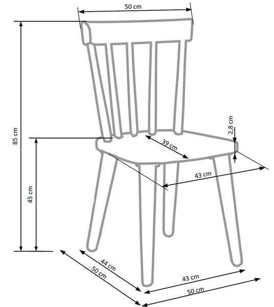 Scaun bucatarie lemn alb BARKLEY, 44x50x86 cm