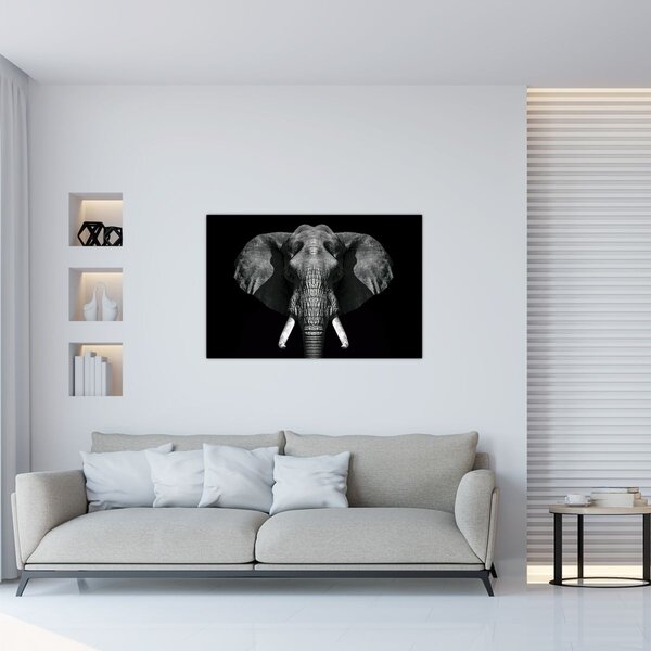 Tablou - Elefant pe fundal negru (90x60 cm)