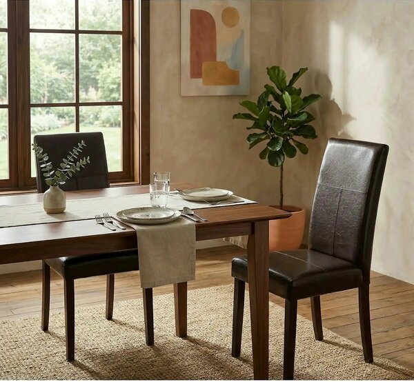 Scaun tapitat Kerry, maro/wenge, lemn malaezian/piele ecologica, 45X46