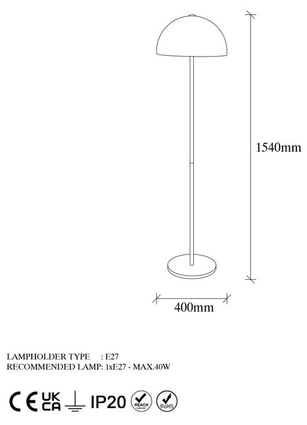 Lampadar Mixed Auriu 40x40x154 cm