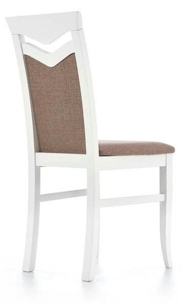 Scaun tapitat Citrone, maro/alb, stofa clasica/lemn de fag, 44X43X96 C